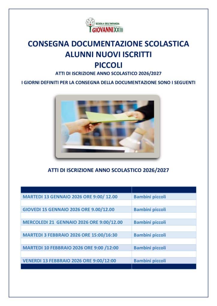 thumbnail of Date consegna Documenti Iscrizioni Piccoli